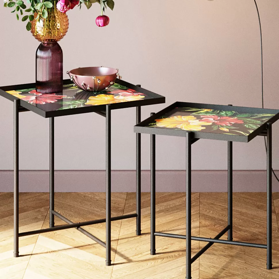 KARE Design Bijzettafel Flowers Garden Square (Set Van 2) Online