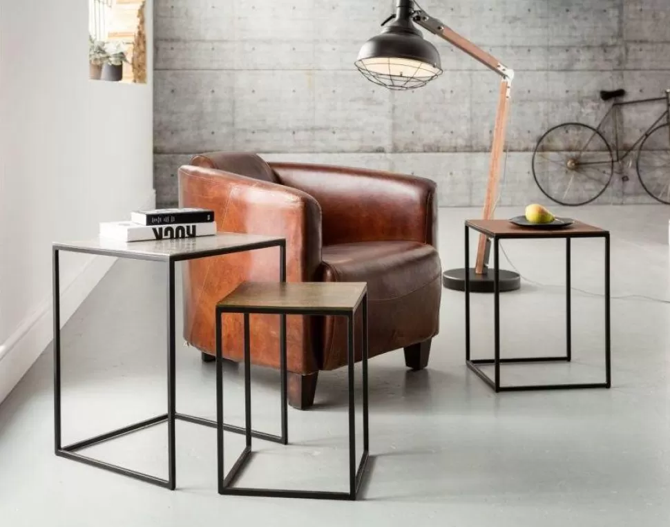 KARE Design Bijzettafel Loft Vierkant Vintage (3-delig) 41x41cm Discount