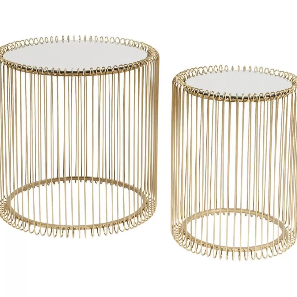 KARE Design Bijzettafel Wire Messing (2-delig) Ø44cm Clearance