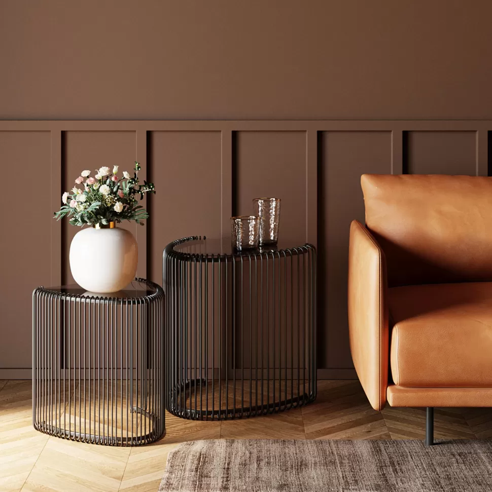 KARE Design Bijzettafel Wire Triangle Black (Set Van 2) Cheap