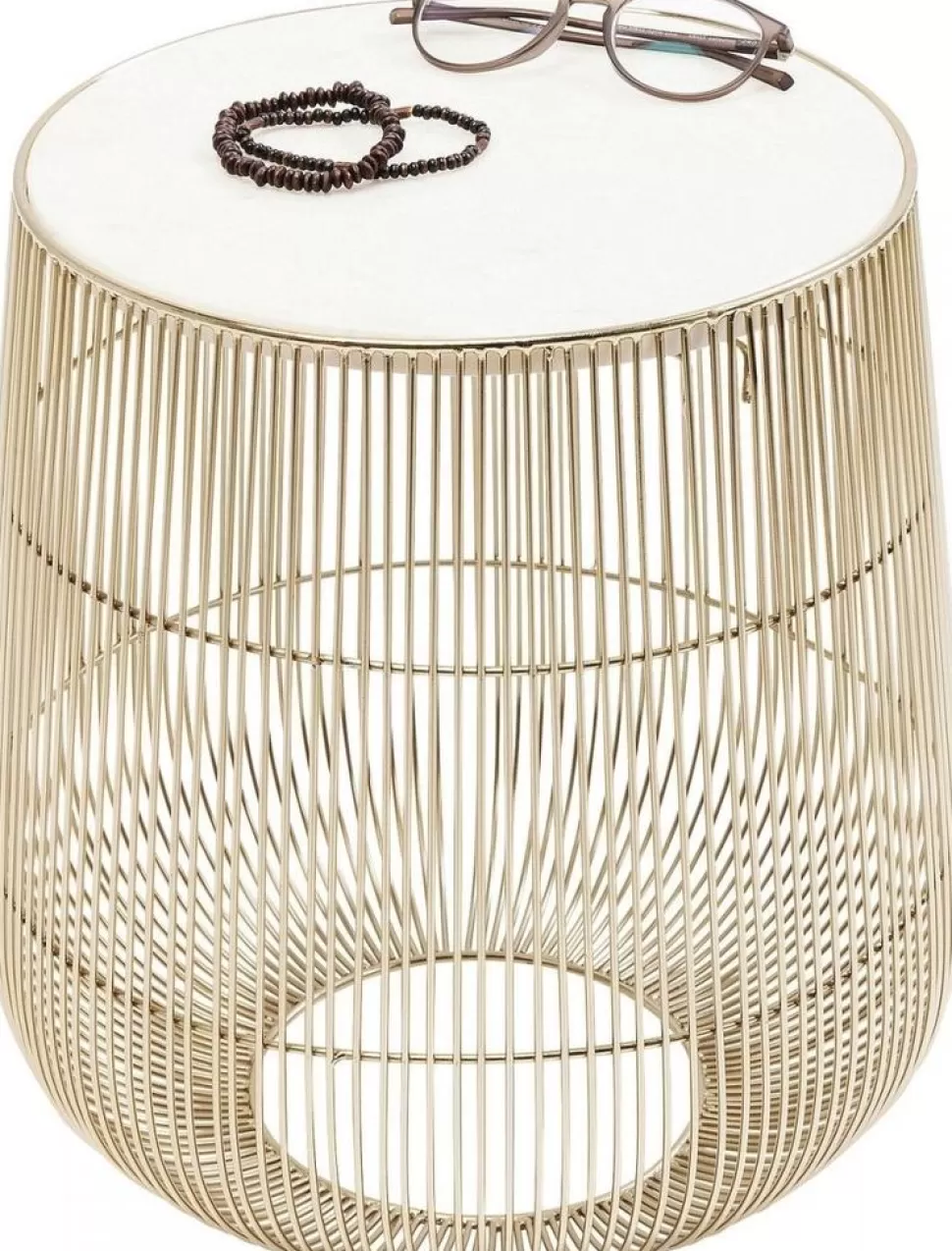 KARE Design Bijzettafel Wit Marmeren Messing Ø32cm Online