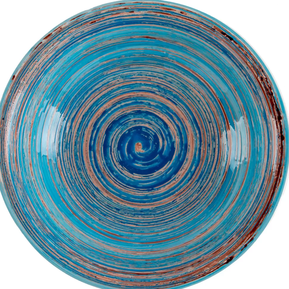 KARE Design Bord Tief Swirl Blauw Ø21cm Clearance