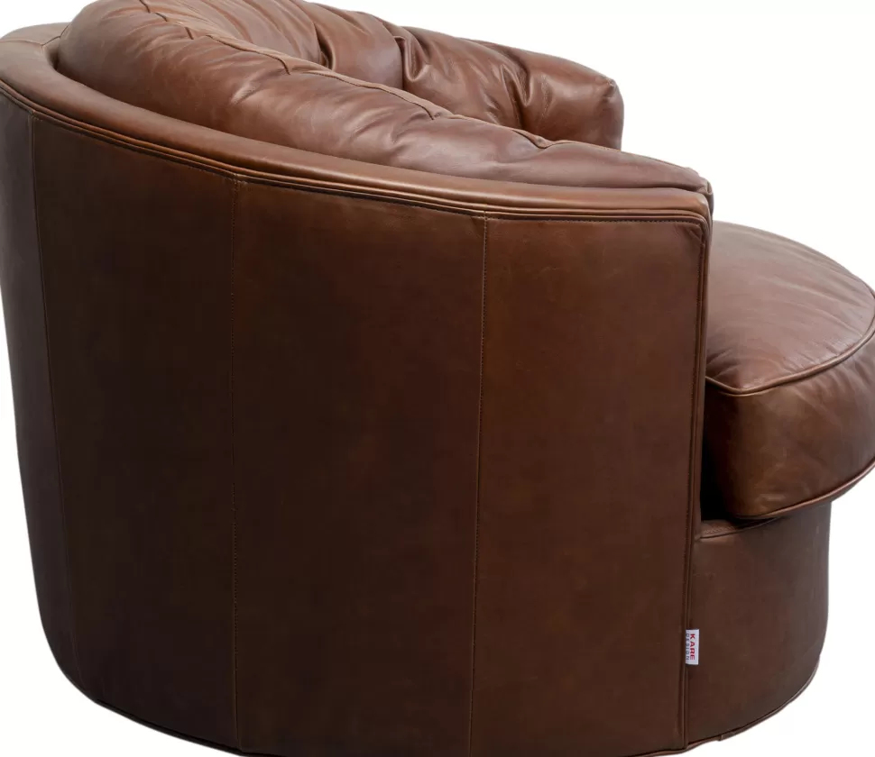 KARE Design Draaibare Fauteuil Music Hall Leather Brown Cheap