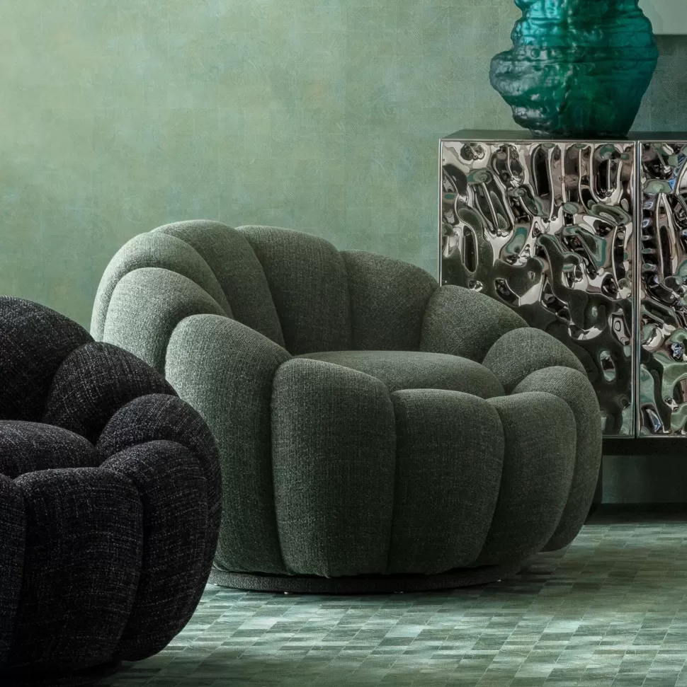 KARE Design Draaifauteuil Peppo Bloom Melange Green New