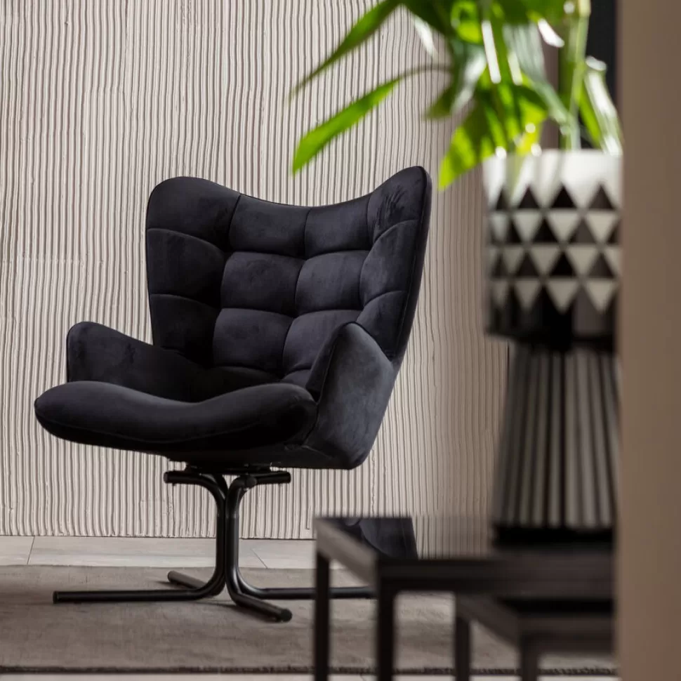KARE Design Draaistoel Oscar Velvet Black Sale