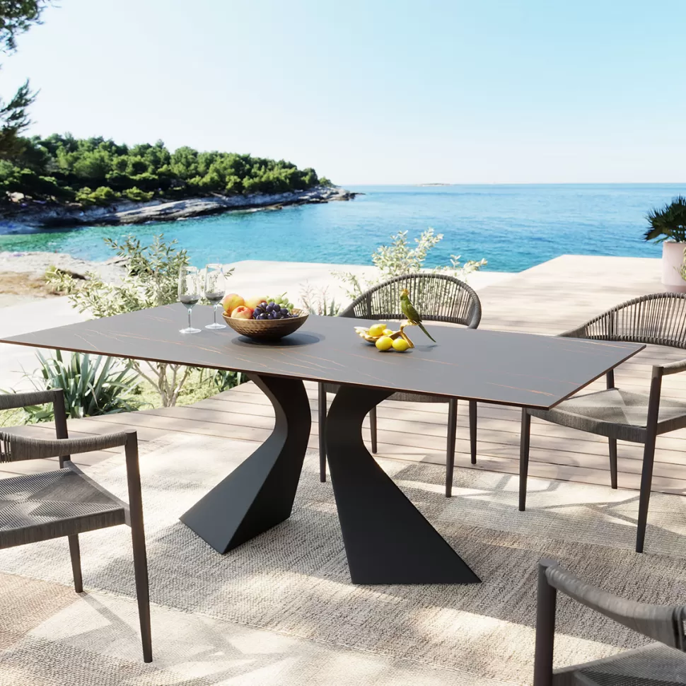 KARE Design Eettafel Gloria Ceramic Black 180x90cm Flash Sale