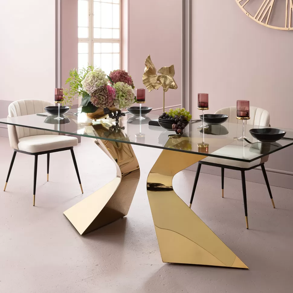 KARE Design Eettafel Gloria Goud 200x100cm Outlet