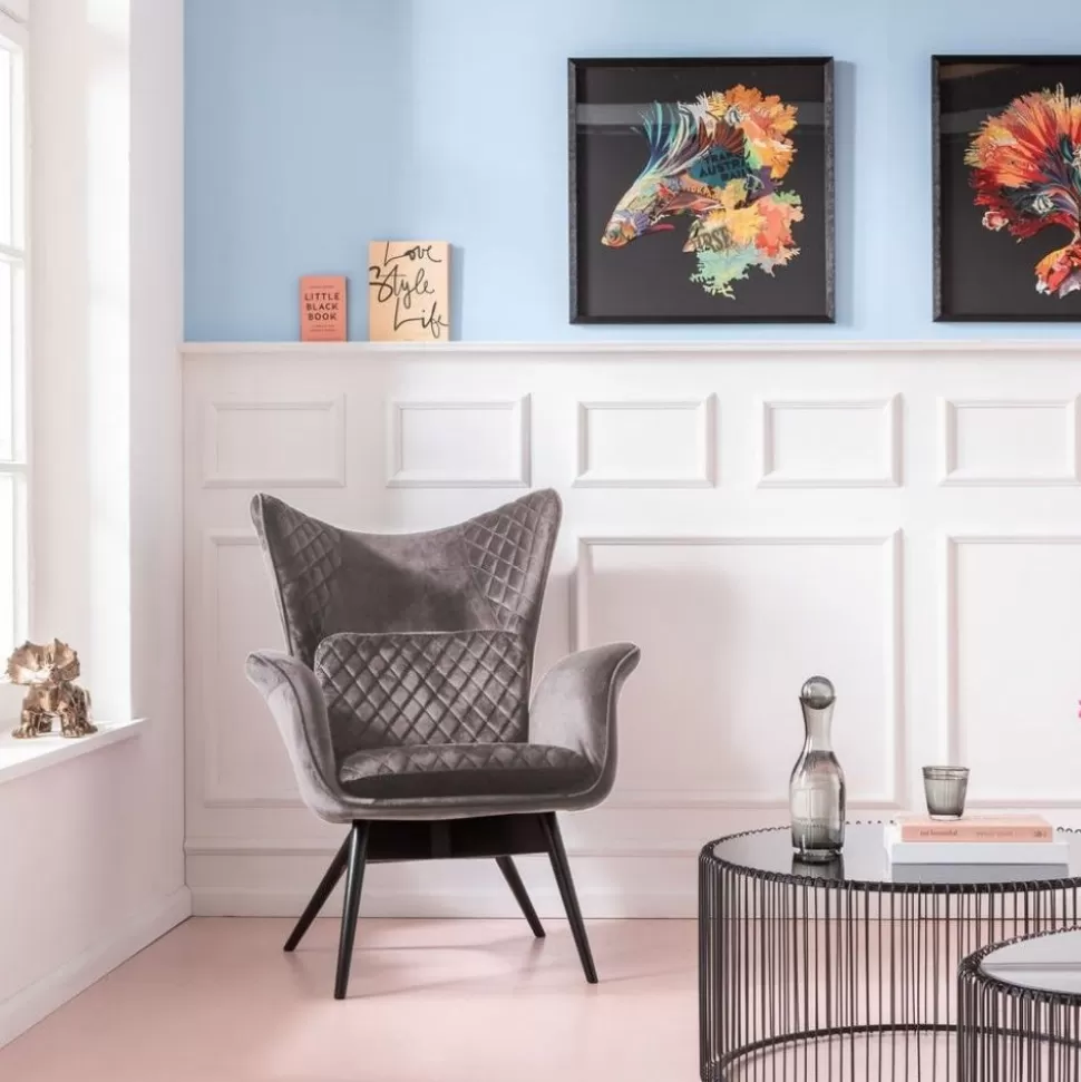 KARE Design Fauteuil Tudor Fluweel Zilvergrijs Clearance
