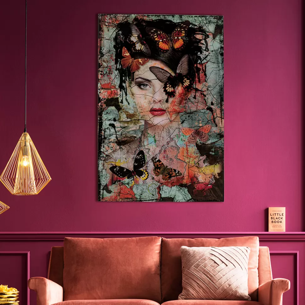 KARE Design Glas Schilderij Lady Butterfly 100x150cm Best Sale