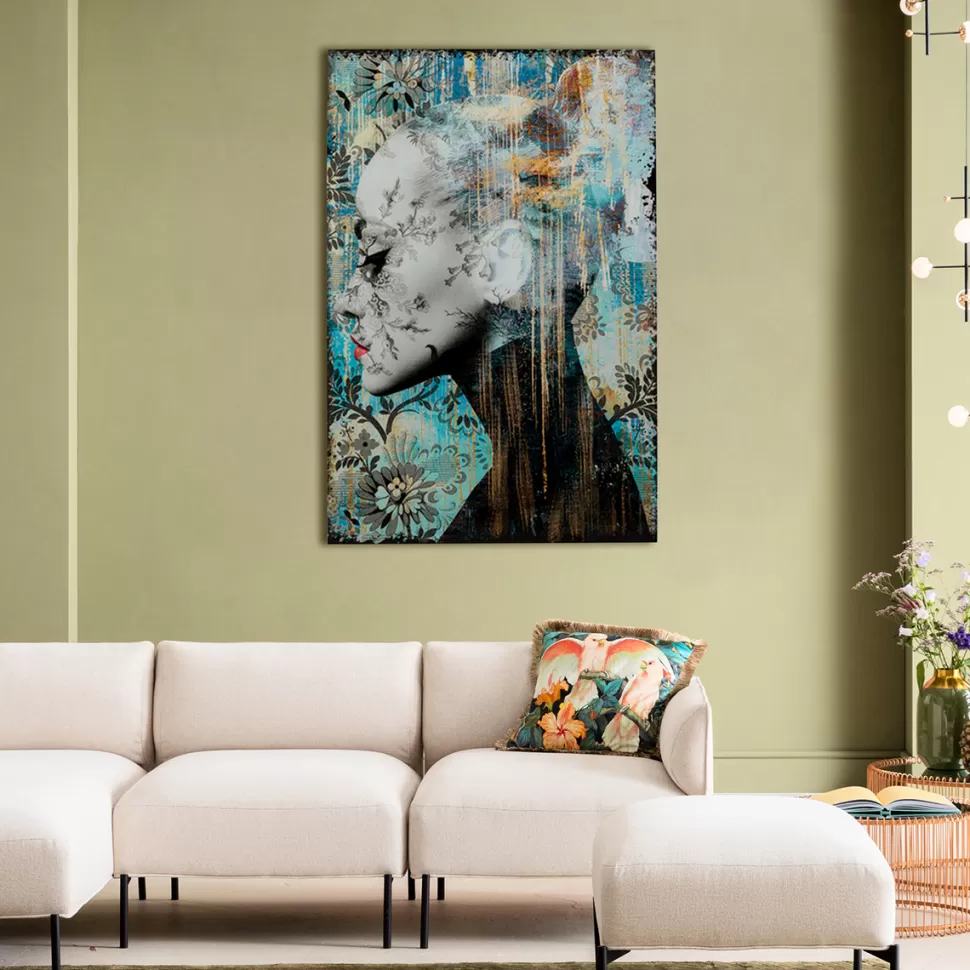 KARE Design Glas Schilderij Lady Flower 100x150cm Cheap