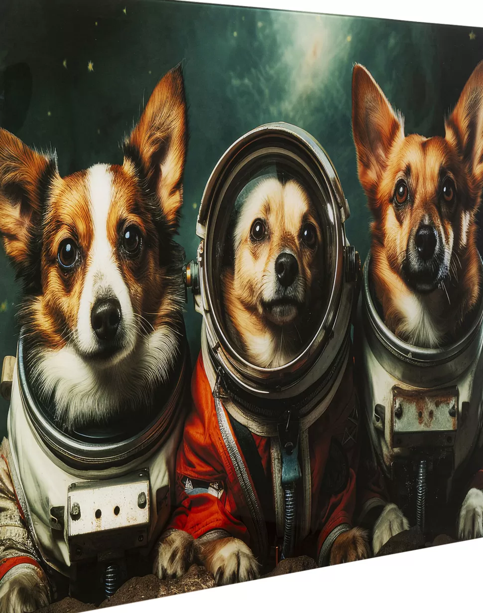 KARE Design Glasschilderij Astronauts Dogs 80x60cm Clearance