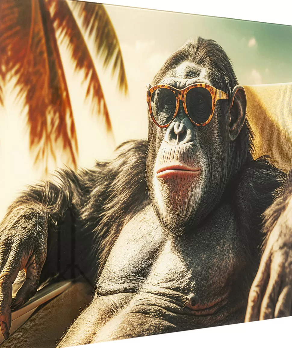 KARE Design Glasschilderij Holiday Monkey 80x60cm Hot