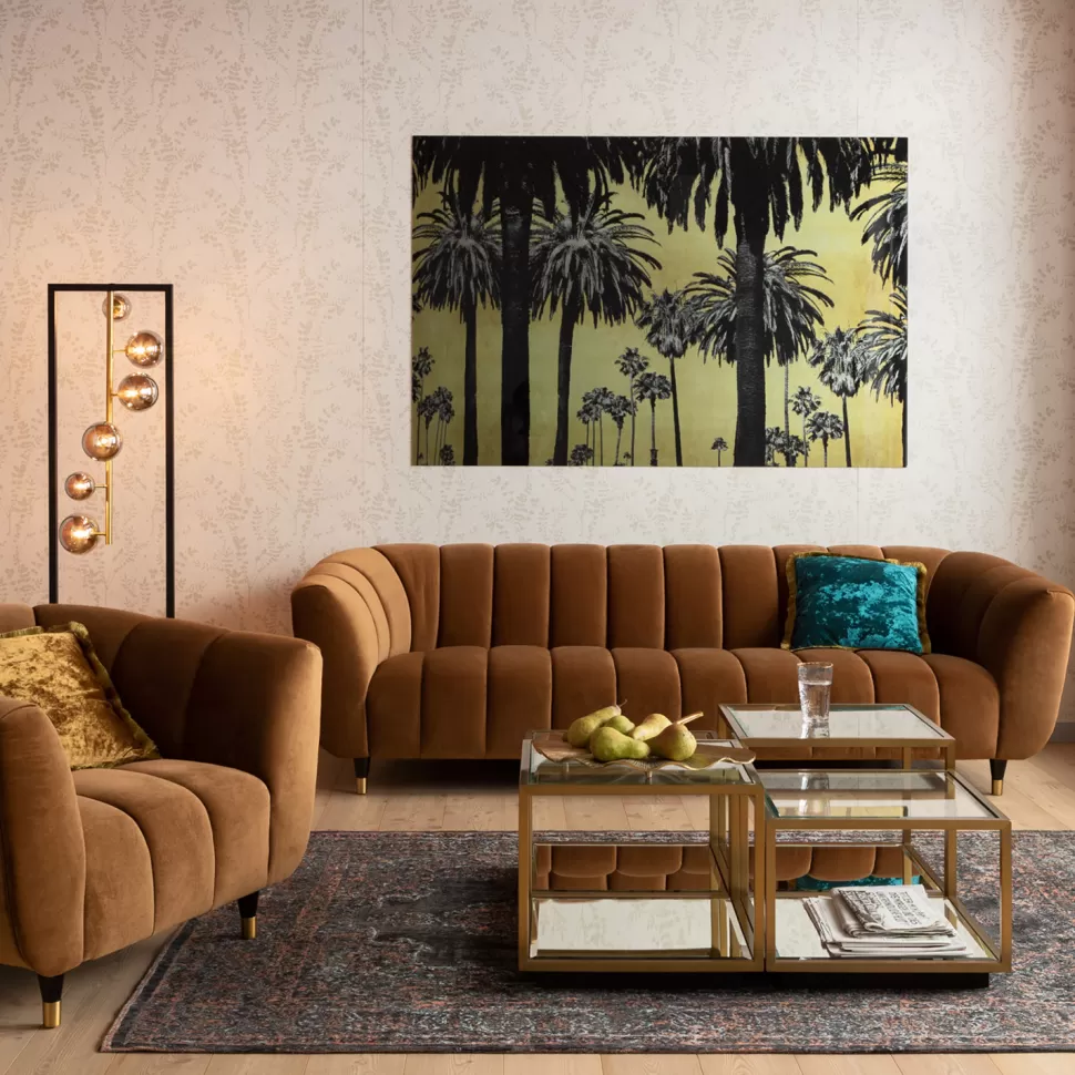 KARE Design Glasschilderij Metallic Palms 180x120cm Discount