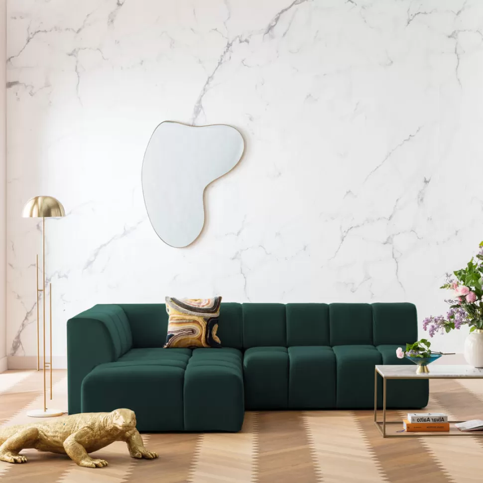 KARE Design Hoekbank Belami Fluweel Donkergroen Links 265cm Outlet