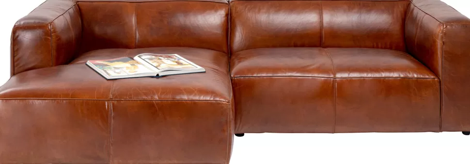 KARE Design Hoekbank Cubetto Leather Brown 170x270cm Hot
