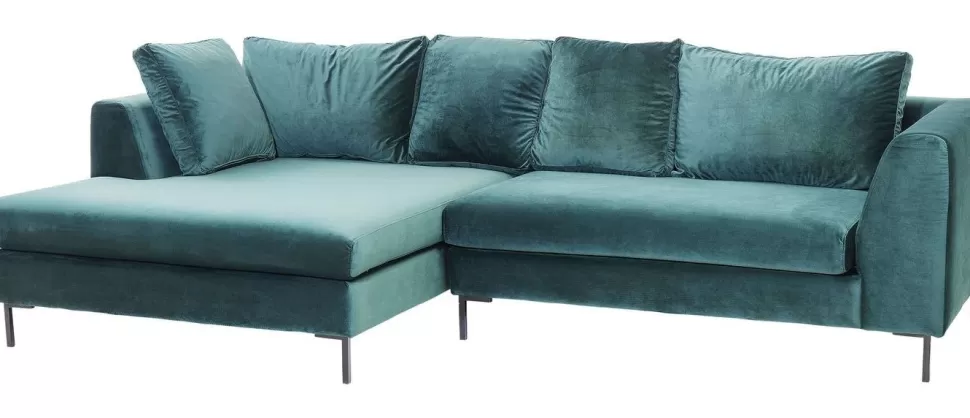 KARE Design Hoekbank Gianni Fluweel Donkergroen Links Zwart Flash Sale