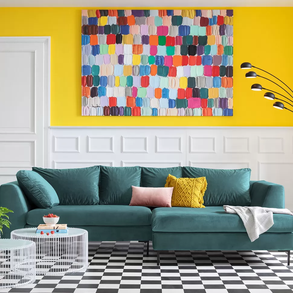 KARE Design Hoekbank Gianni Fluweel Donkergroen Rechts Zwart Flash Sale