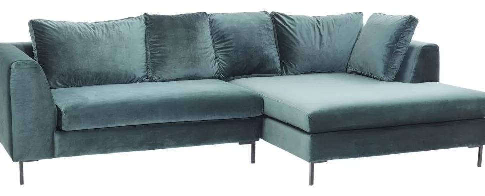 KARE Design Hoekbank Gianni Fluweel Donkergroen Rechts Zwart Flash Sale