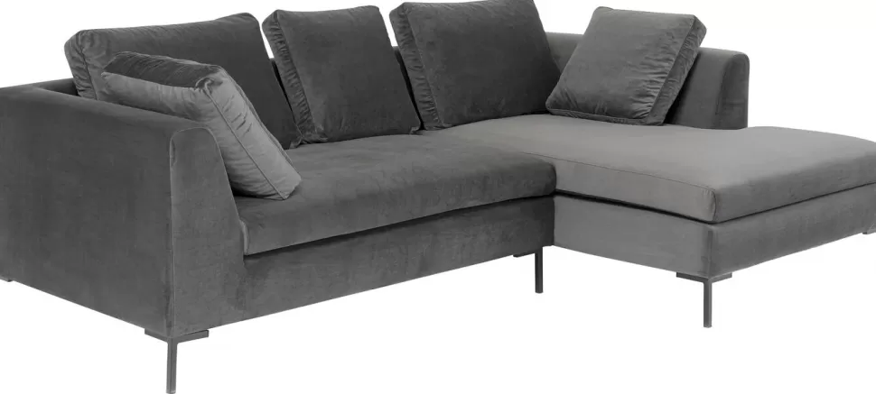 KARE Design Hoekbank Gianni Klein Fluweel Grijs Rechts Outlet