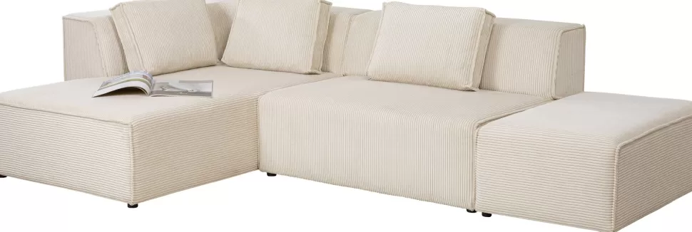 KARE Design Hoekbank Infinity Ottomane Cord Cream Left Store