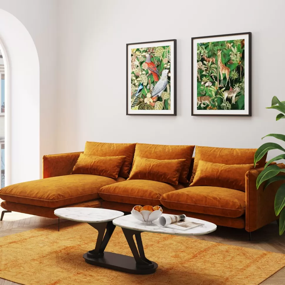 KARE Design Hoekbank Monza Left Velvet Curry 296cm Flash Sale