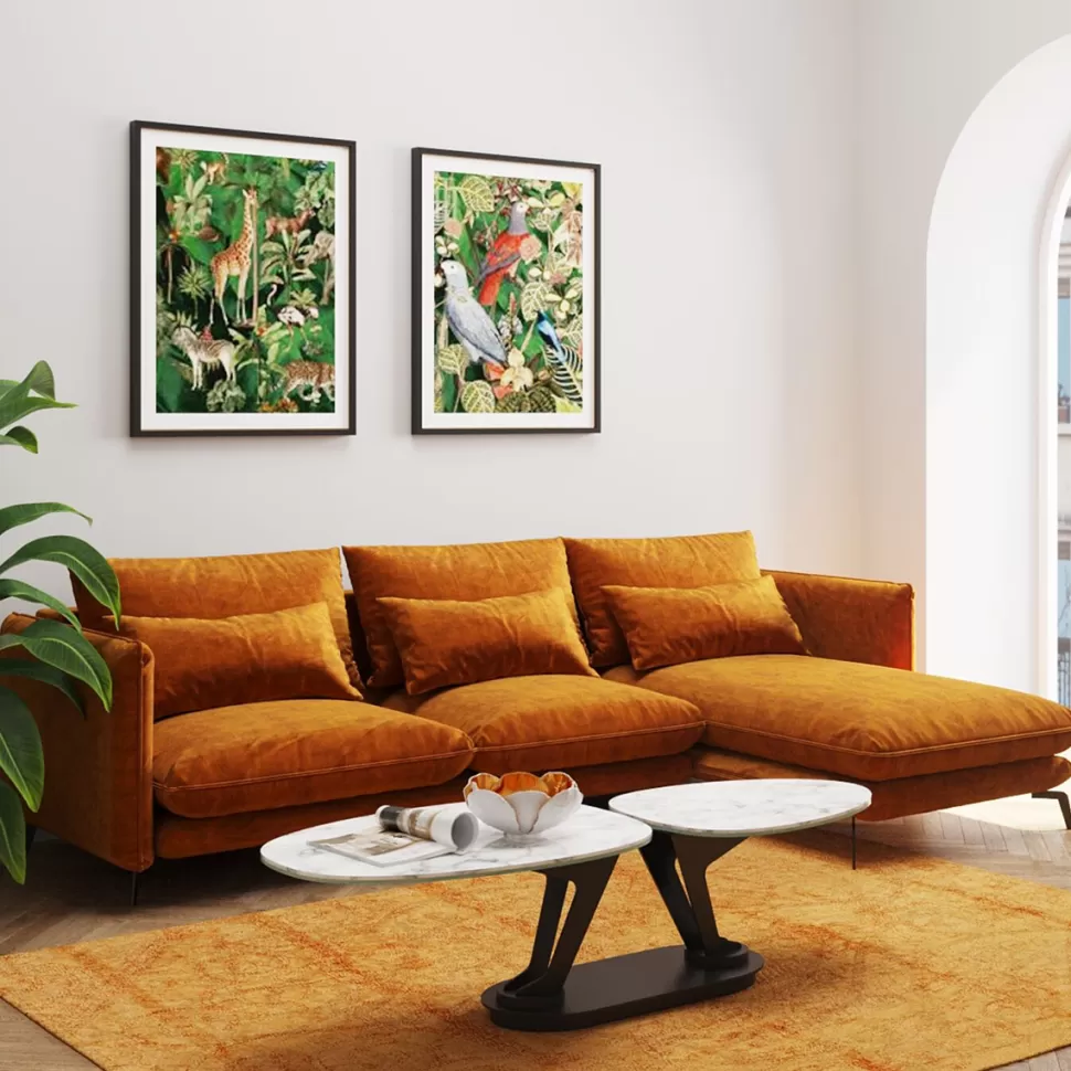 KARE Design Hoekbank Monza Right Velvet Curry 296cm Clearance