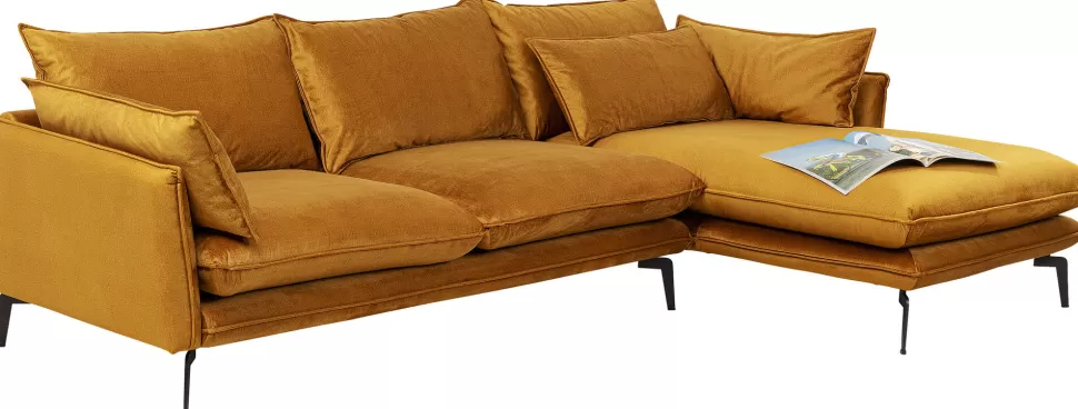 KARE Design Hoekbank Monza Right Velvet Curry 296cm Clearance