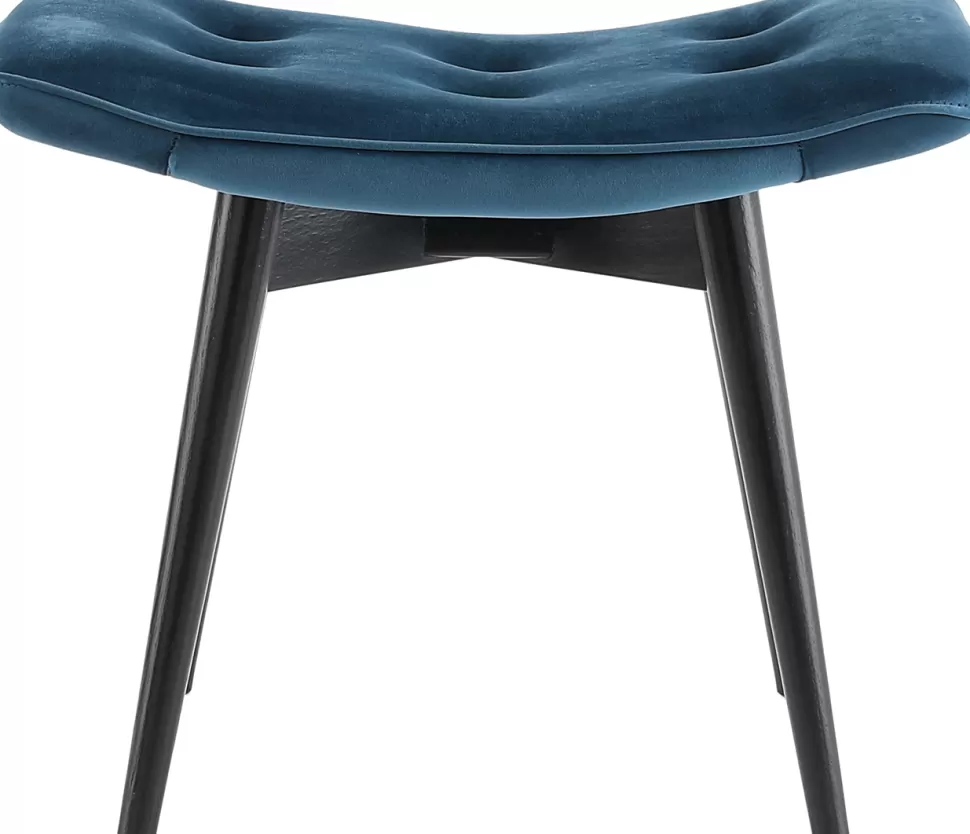 KARE Design Kruk Black Vicky Fluweel Petrol-Blauw 46x59cm Clearance