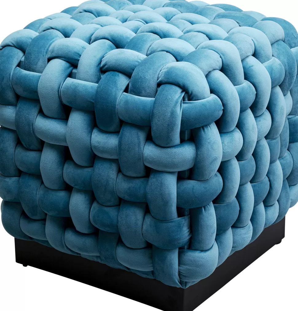 KARE Design Kruk Weave Square Blauw 47x47cm Store
