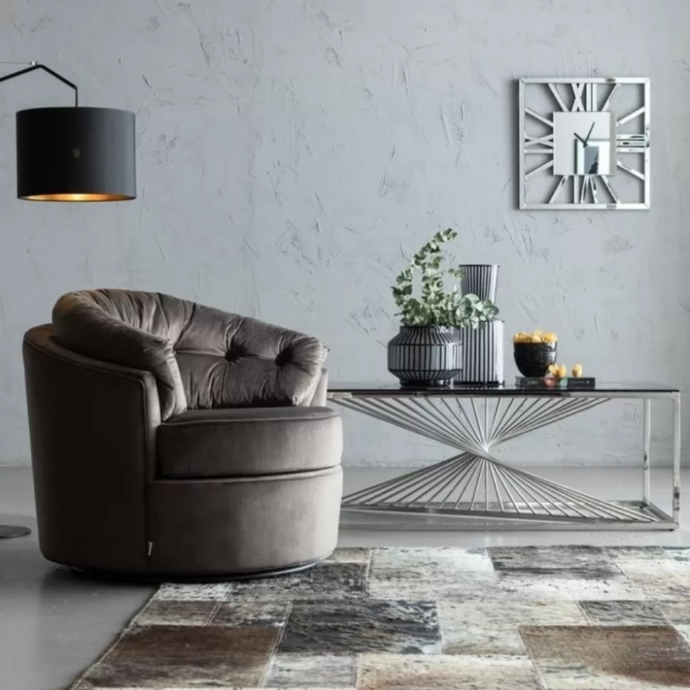 KARE Design Salontafel Laser Zilver Helder Glas 120x60cm Fashion