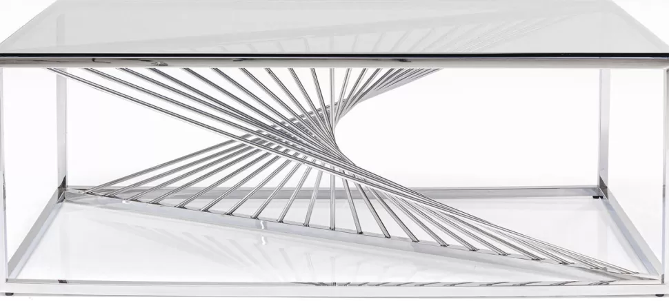 KARE Design Salontafel Laser Zilver Helder Glas 120x60cm Fashion