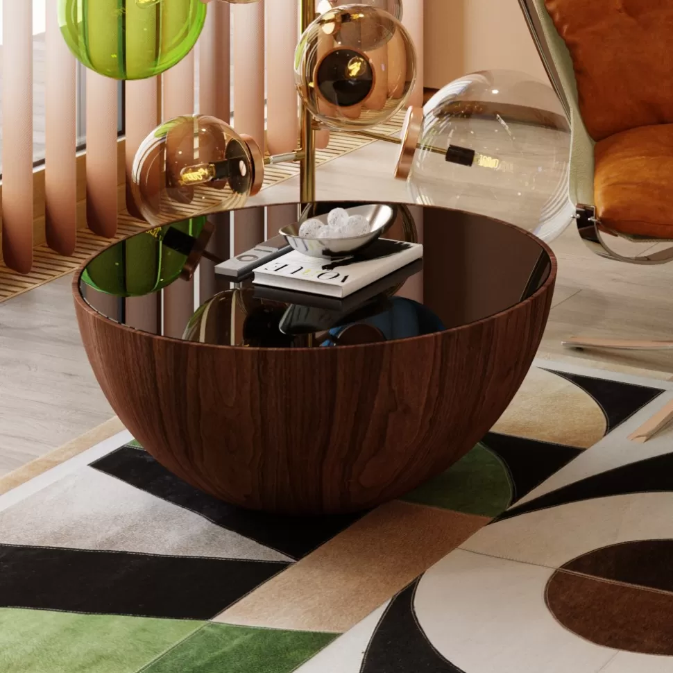 KARE Design Salontafel Tear Drups Walnoot Ø80cm Fashion