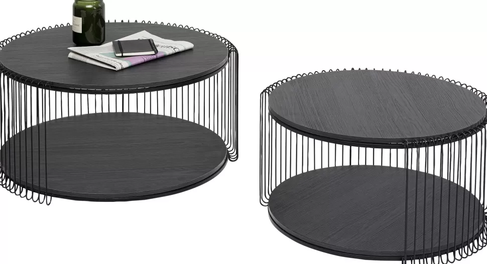 KARE Design Salontafel Wire Double Black Wood (2/set) Discount