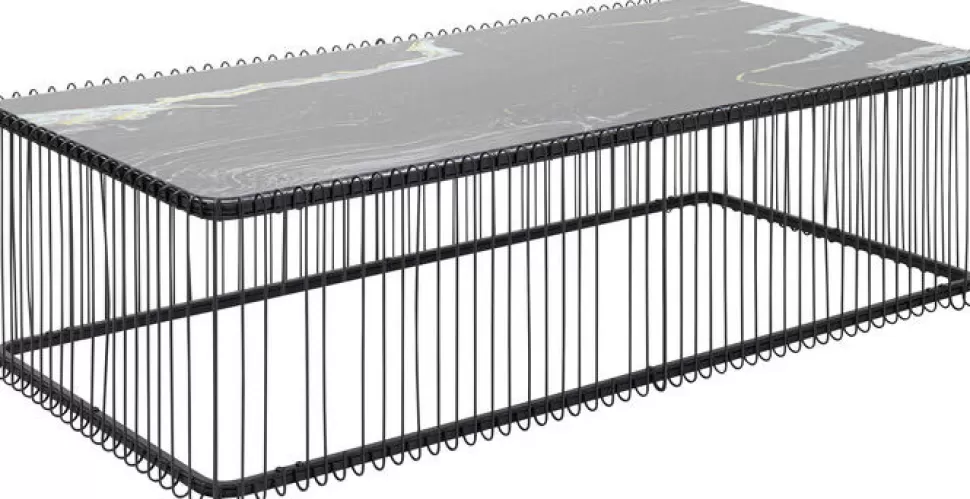 KARE Design Salontafel Wire Glass Marble Black 145x70cm Outlet