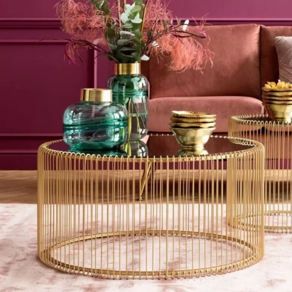KARE Design Salontafel Wire Uno Messing Ø80cm Discount