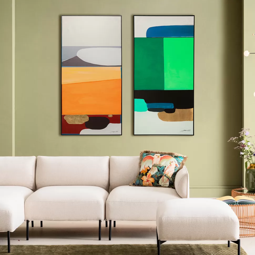 KARE Design Schilderij Abstract Shapes Green 73x143cm Sale
