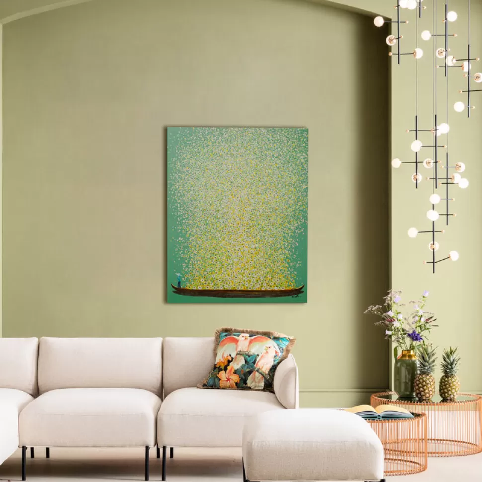 KARE Design Schilderij Flower Boat Green Yellow 80x100cm Hot