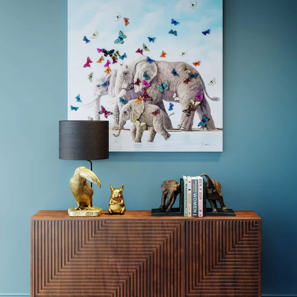 KARE Design Schilderij Touched Elephants With Butterflies 120x120cm Online