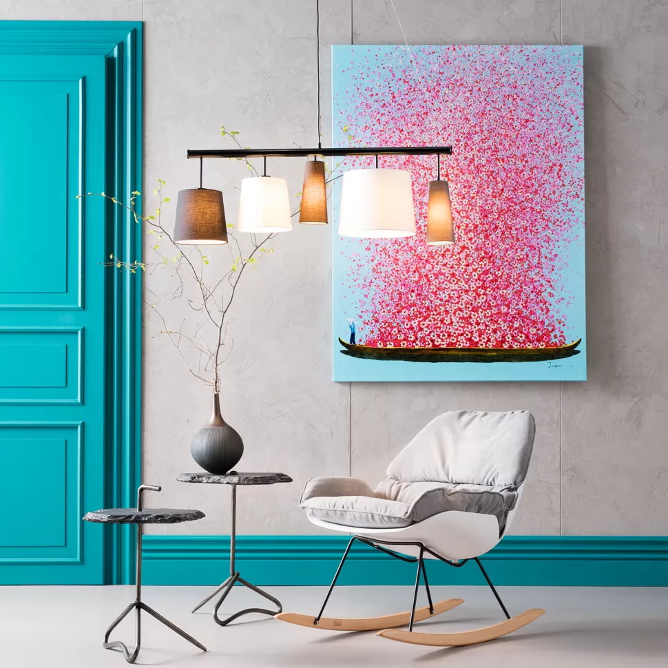 KARE Design Schilderij Touched Flower Boat Blauw-Roze 160x120cm Fashion
