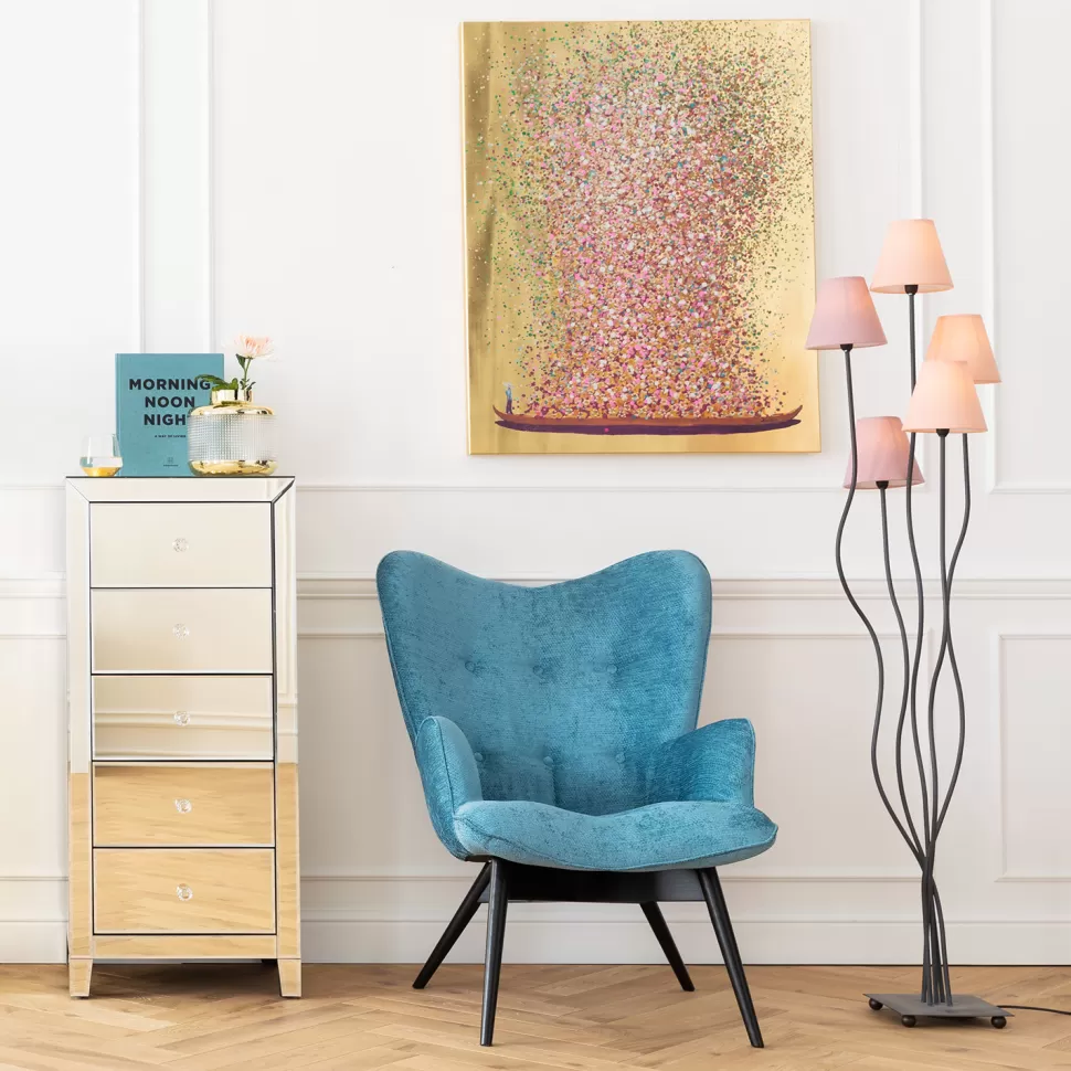 KARE Design Schilderij Touched Flower Boat Goud-Roze 100x80cm Fashion