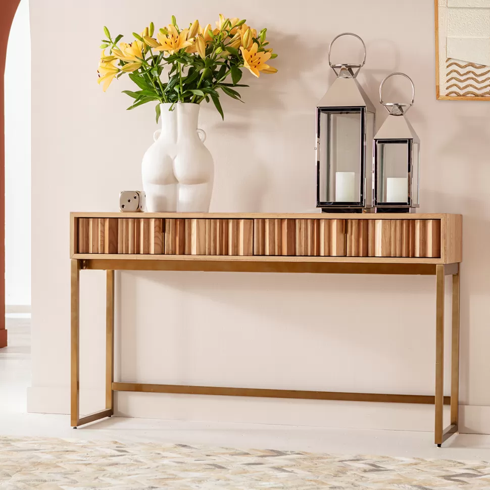 KARE Design Sidetable Concertina Nature 136x40cm Clearance