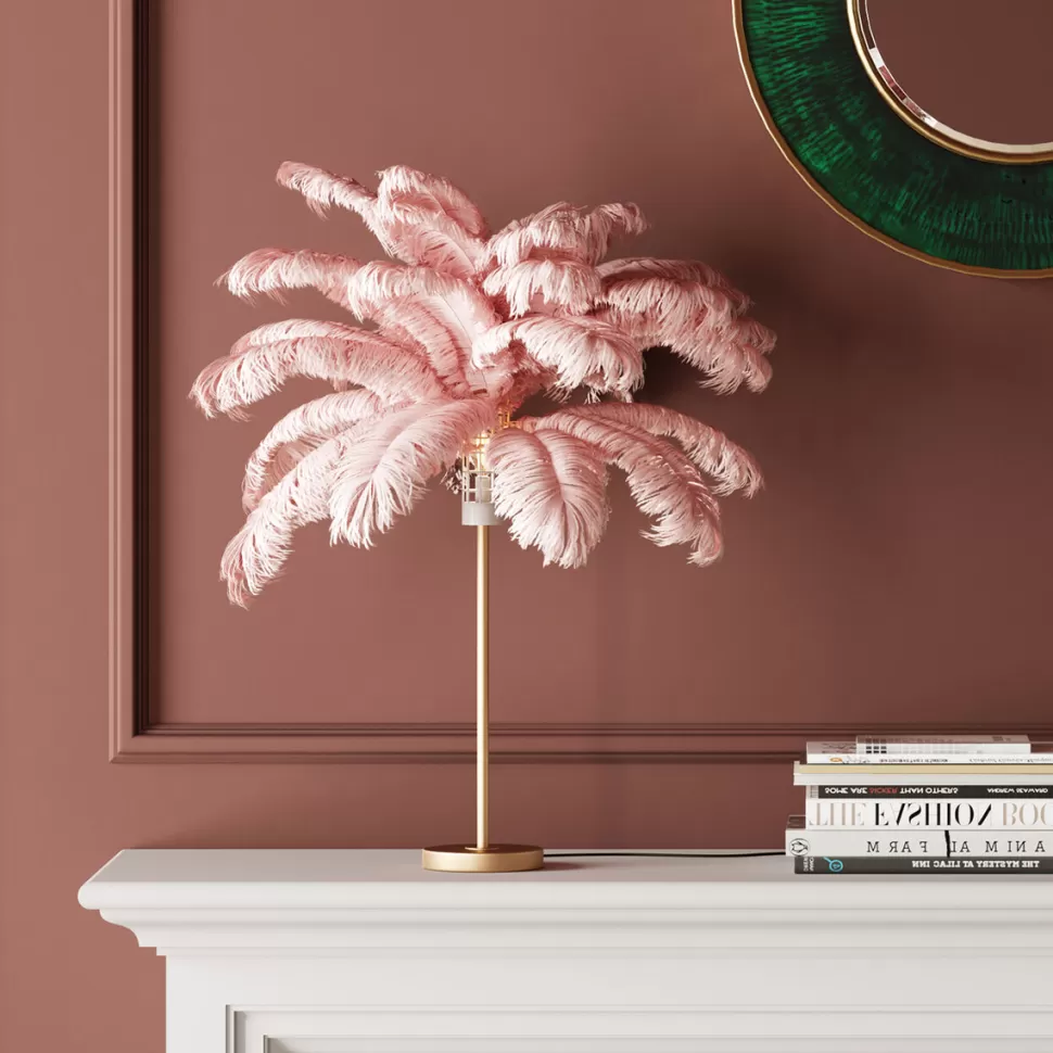 KARE Design Tafellamp Feather Palm Pink 60cm Shop
