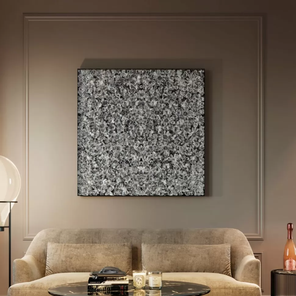 KARE Design Wanddecoratie Silver Flower 100x100cm Fashion